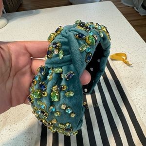 Lele Sadoughi green velvet with crystals headband